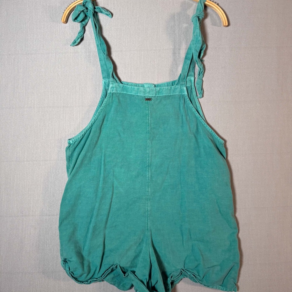 O'Neill Teal Green Button Front Tie Shoulder Romper Small Beach Boho Surfer - Picture 4 of 7